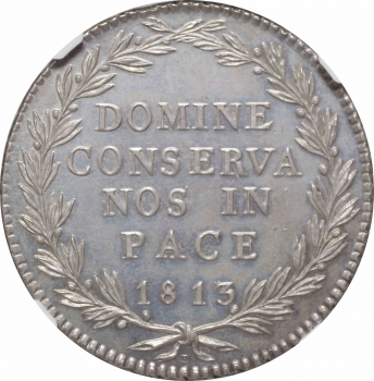 Швейцарские кантоны 40 батценов 1813 г. B, CCG MS64 PL, "Кантон Цюрих (1804 - 1850)"