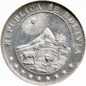 Боливия 5 сентаво 1935 г., NGC PF66, "Республика Боливия (1870 - 1963)"