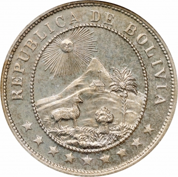 Боливия 10 сентаво 1935 г., NGC PF66, "Республика Боливия (1870 - 1963)"