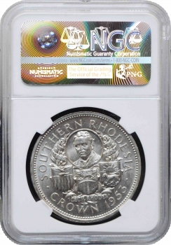 Южная Родезия 1 крона 1953 г., NGC MS63, "100 лет со дня рождения Сесиля Родса"