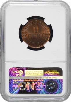 Гаити 1 сантим 1886 г. A, NGC MS66 BN, "Республика Гаити (1863 - 1985)" Top Pop 3/0