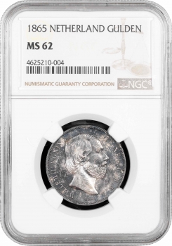 Нідерланди 1 гульден 1865, NGC MS62, "Король Віллем III (1849 - 1890)"