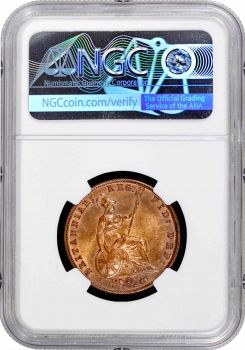 Великобритания 1/2 пенни 1859 г., NGC MS64 RB, "Королева Виктория (1838 - 1901)"