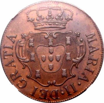 Азорские острова (Остров Терсейра) 10 рейсов 1830 г., NGC MS62, "Мария II в изгнании (1828 - 1833)"