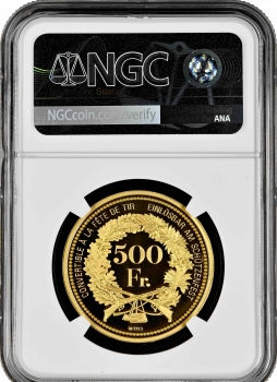 Швейцария 500 франков 2009 г., NGC PF69 UC, "Стрелковый фестиваль в Обвальдене"