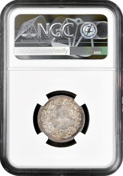 Швейцария 1 франк 1851 г. A, NGC MS64+, "Швейцарская конфедерация (1917 - 1967)"