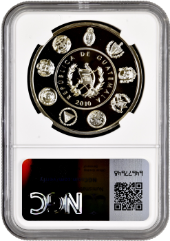 Гватемала 1 кетсаль 2010 г., NGC PF69 UC, "Иберо-Америка - Исторические монеты"