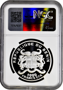 Бенин 1000 франков 2014 г., NGC PL69, "Защита природы - Бенинский слон"