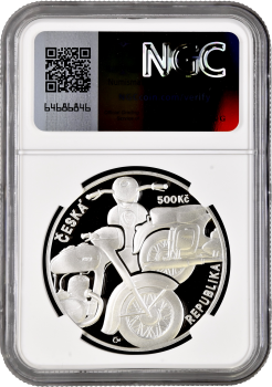 Чехия 500 крон 2022 г., NGC PF69 UC, "Мотоцикл Jawa 250" Top Pop 2/0