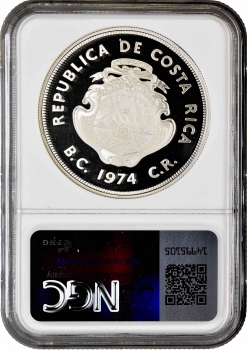 Коста-Рика 100 колонов 1974, NGC PF68 UC, "Охрана природы - Ламантин"