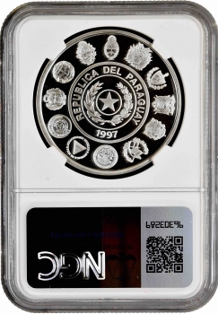 Парагвай 1 гуарани 1997, NGC PF69 UC, "III Иберо-Америка - Традиционный танец"