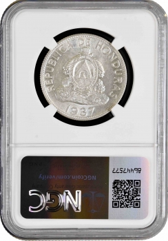 Гондурас 1 лемпира 1937 г., NGC MS61, "Республика Гондурас (1931 - 2019)"
