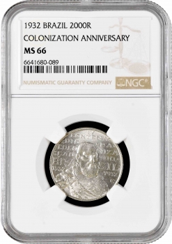 Бразилия 2000 рейсов 1932 г., NGC MS66, "400 лет колонизации Бразилии"