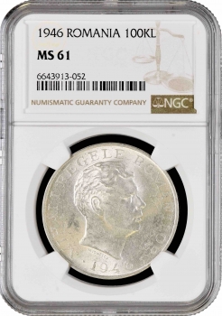 Румыния 100.000 леев 1946 г., NGC MS61, "Король Михай I (1940 - 1947)"