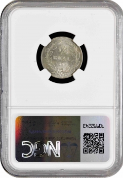Гондурас 1/4 реала 1869 г. A, NGC UNC Det., "Песо (pre-decimal) (1862 - 1871)"