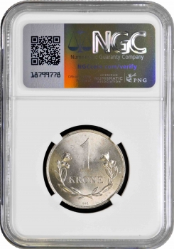 Гренландия 1 крона 1964 г. CS, NGC MS64, "Королевская гренландская компания"