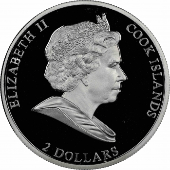 Острова Кука 2 доллара 2008 г., NGC PF69 UC, "Парусные корабли - Александр фон Гумбольдт" Top Pop 1/0