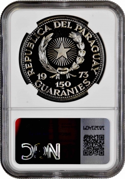 Парагвай 150 гуарани 1973 г., NGC PF68 CAM, "Олимпийские Игры, Мюнхен 1972 - Бокс" Top Pop 1/0