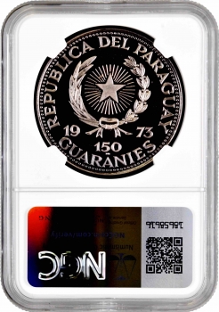 Парагвай 150 гуарани 1973 г., NGC PF68 UC, "Культуры Мезоамерики - Миштеки"