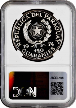 Парагвай 150 гуарани 1974, NGC PF69 UC, "Джузеппе Гарибальди" Top Pop 1/0