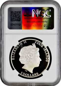 Острова Кука 5 долларов 2013 г., NGC PF70 UC, "Гравюра Альбрехта Дюрера "Носорог"" Top Pop 6/0