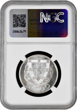 Португалия 10 эскудо 1932 г., NGC MS64, "Португальская Республика (1911 - 1969)"