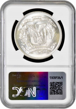 Доминикана 1 песо 1952 г., NGC MS63, "Доминиканская Республика (1937 - 2020)"