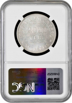 Бразилия 2000 рейсов 1906 г., NGC MS65, "Первая Республика (1889 - 1942)"