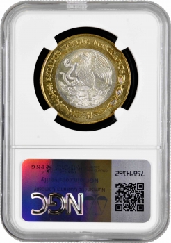 Мексика 20 песо 1993 г. Mo, NGC MS63, "Мигель Идальго (1753 - 1811)"