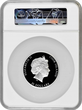 Острова Кука 20 долларов 2015 г., NGC PF70 UC, "Шедевры искусства - Кувшинки"