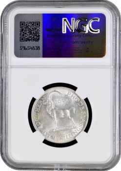 Южная Родезия 2 шиллинга 1934 г., NGC MS61, "Колония Великобритании (1932 - 1955)" KEY DATE Pop 1/2