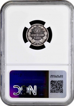 Сан-Марино 50 чентезимо 1898 г. R, NGC MS64 PL, "Республика Сан-Марино (1864 - 1938)" Top Pop 1/0