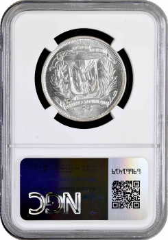 Доминикана 1/2 песо 1960 г., NGC MS64, "Доминиканская Республика (1937 - 2020)"
