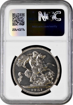 Великобритания 1 крона 1951 г., NGC PL67, "Король Георг V (1910 - 1936)" Top Pop 4/0