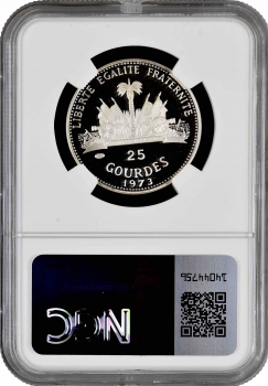 Гаити 25 гурдов 1973 г., NGC PF69 UC, "Христофор Колумб" Top Pop