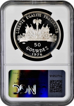 Гаити 50 гурдов 1974 г., NGC PF67 UC, "Олимпиада Инсбрук-Монреаль 1976 г."