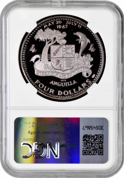 Ангилья 4 доллара 1970 г., NGC PF68 UC, "Корабль - Атлантическая Звезда One Hallmark"