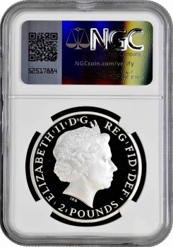 Великобритания 2 фунта 2014 г., NGC PF69 UC, "Стоящая Британия со львом у ее ног"