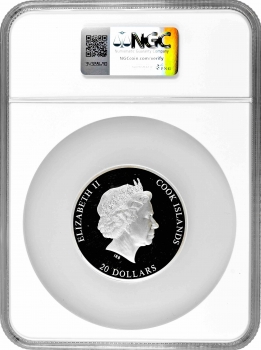 Острова Кука 20 долларов 2015 г., NGC PF69 UC, "Шедевры искусства - Звёздная ночь"