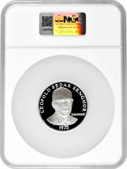 Сенегал 150 франков 1975 г., NGC PF68 UC, "25 лет программе Eurafrique: Леопольд Седар Сенгор"