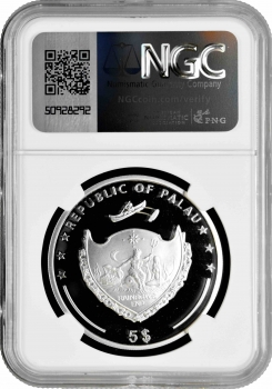 Палау 5 долларов 2013 г., NGC PF69 UC, "Мир чудес - Биг-Бен" Pop 2/1