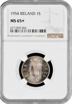 Ирландия 1 шиллинг 1954 г., NGC MS65+, "Республика Ирландия (Éire) (1939 - 1969)"