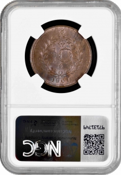 Азорские острова 10 рейсов 1901, NGC MS63 RB, "Португальская Администрация (1848 - 1901)"