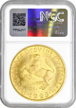 Вестфалия 10000 марок 1923 г., NGC MS66 NOTGELT, "Фрайгерр фон Штейн"