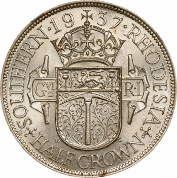 Южная Родезия 1/2 кроны 1937 г., NGC MS63, "Колония Великобритании (1932 - 1955)"