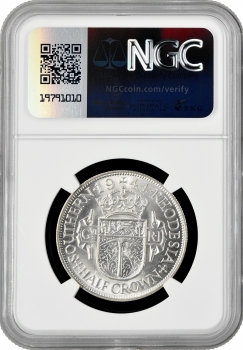 Южная Родезия 1/2 кроны 1944 г., NGC MS63, "Колония Великобритании (1932 - 1955)"