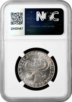 Польша 10 злотых 1965 г. MW, NGC MS66, "700 лет Варшаве, Колонна Сигизмунда"