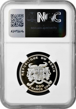 Бенин 500 франков 2005 г., NGC PR69 UC, "Вольфганг фон Гёте" Top Pop 1/0