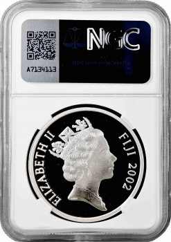 Фиджи 1 доллар 2002 г., NGC PF69 UC, "Сохраните китов: Кашалот" Top Pop