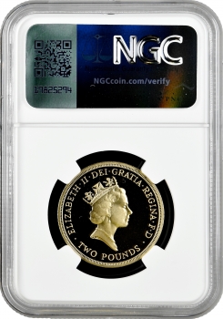 Великобритания 2 фунта 1994 г., NGC PF69 UC, "300 лет Банку Англии"